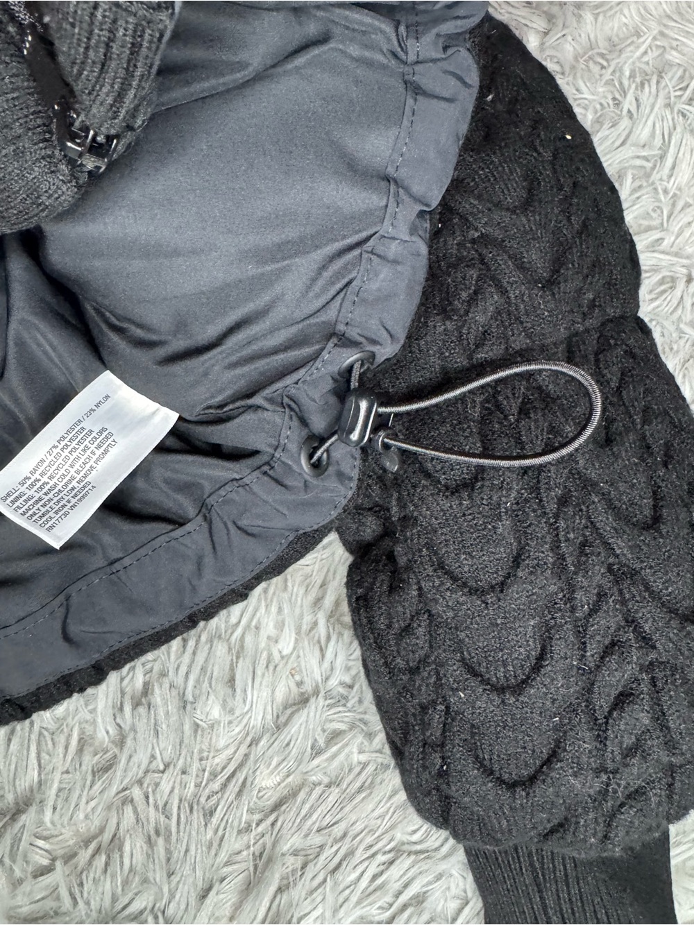 All In Motion Women’s Cable Knit Puffer Jacket - Black Size Medium NWT - Picture 10 of 11